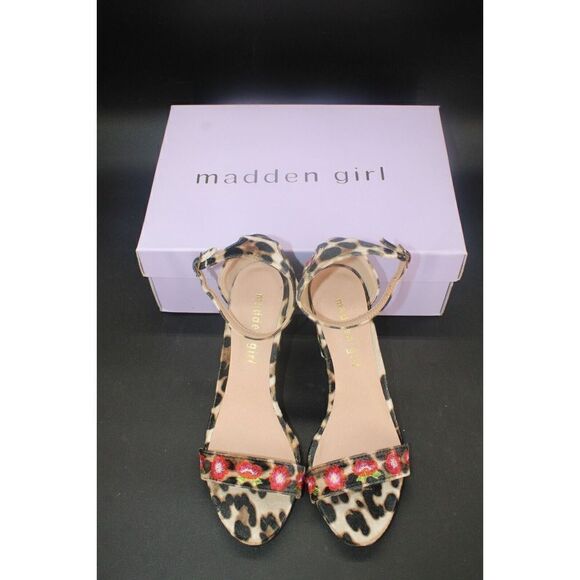 Madden Girl Size 6.5 Behave Leo Velvet Floral Heels Ankle - Picture 1 of 11